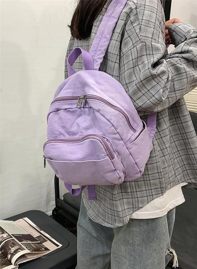 MaxxCloud Vintage Canvas Backpack Purse for Women Tote Satchel Knapsack Mini Rucksack Handbag Pouch Cute Hiking Daypack (484 lavender) - Image 4