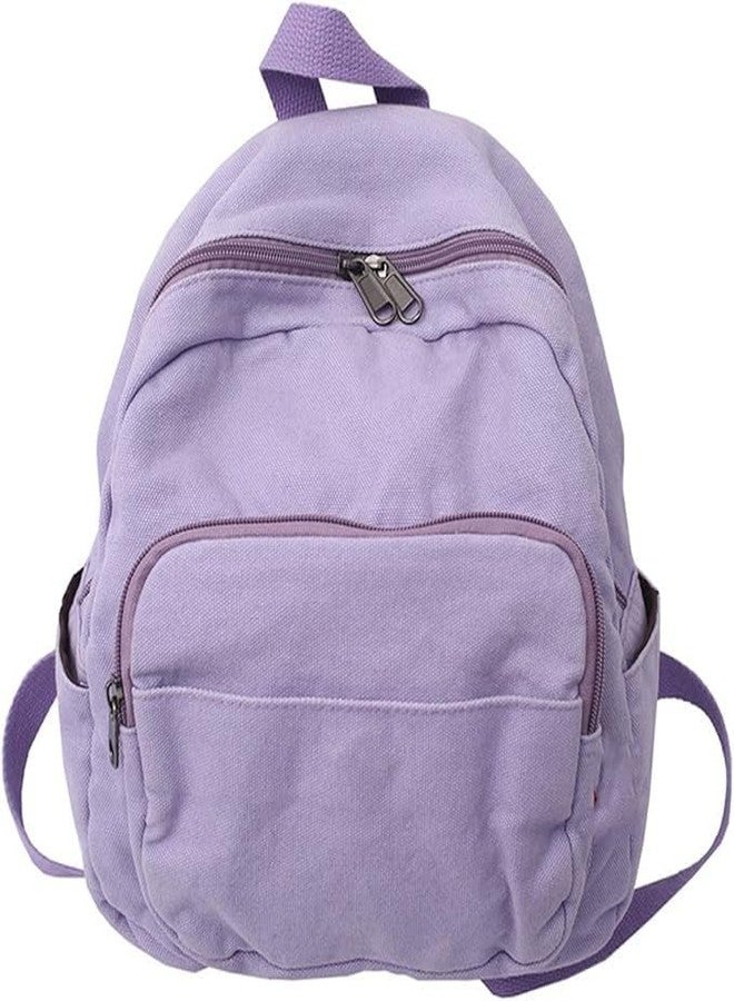 MaxxCloud Vintage Canvas Backpack Purse for Women Tote Satchel Knapsack Mini Rucksack Handbag Pouch Cute Hiking Daypack (484 lavender) - Image 1