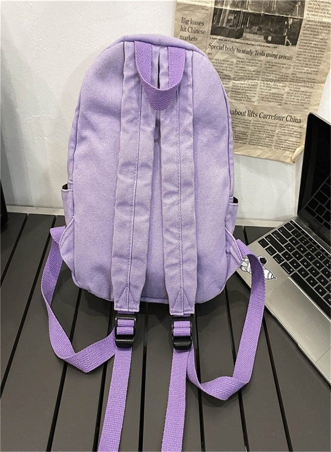 MaxxCloud Vintage Canvas Backpack Purse for Women Tote Satchel Knapsack Mini Rucksack Handbag Pouch Cute Hiking Daypack (484 lavender) - Image 5