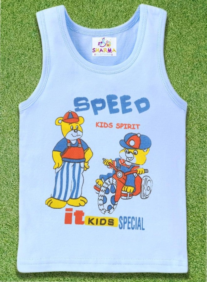 SHARMA CLOTHING Newborn Baby Sleeveless Soft Cotton Regular Fit Multicoloured Baby Vest Size 3-6 Months Boy's & Girl's Pack of 3 - Image 3