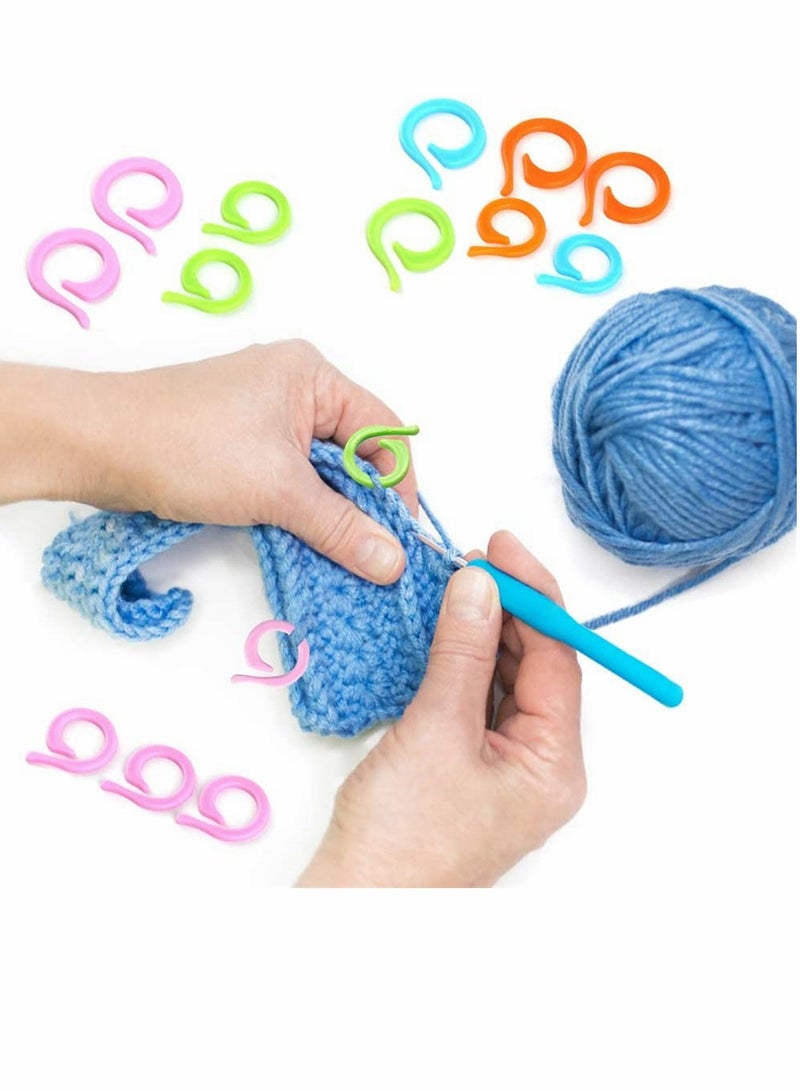 KASTWAVE Knitting Tools Accessories, Crochet Marker Kit with Large Eye Plastic Needles, Stitch Marker Ring, Crochet Clips, U Shape Needles, Plastic Bow Shape Needles for Beginner, 53 Pcs - Image 3