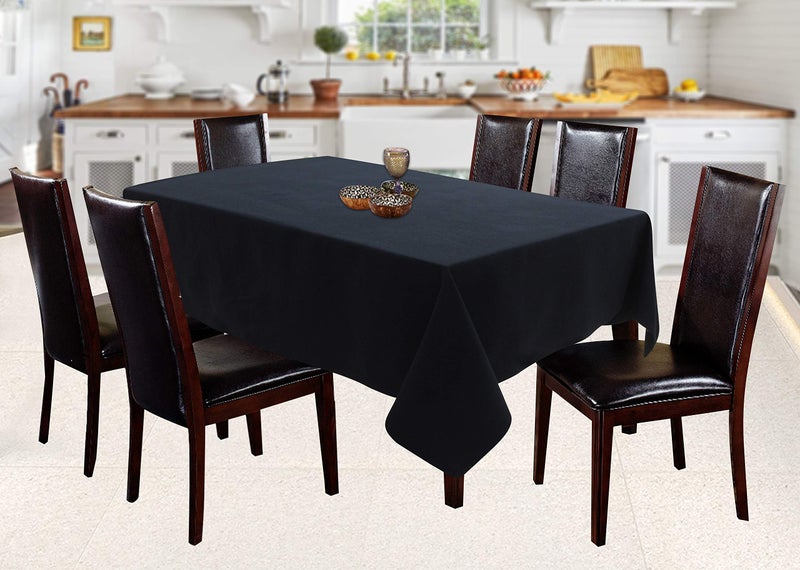 Airwill Cotton Solid Pattern 6 Seater Rectangle Table Cover Sized, 56x71 inches (Black, Pack of 1)(Rectangular) - Image 5