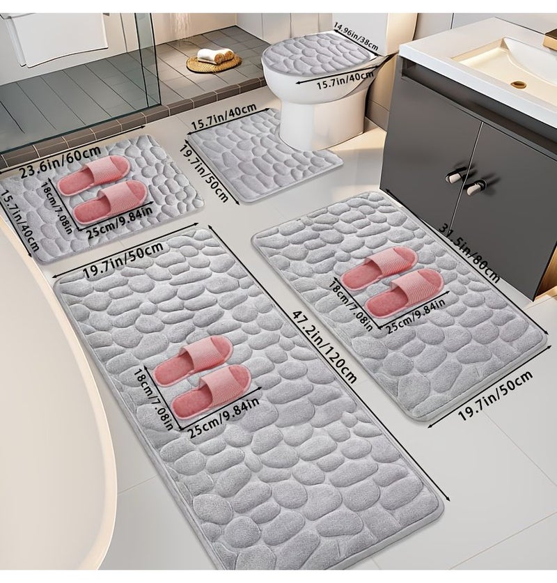 Beige Non Slip Highly Absorbent Bath Mat Bedroom Carpet Door Mat - Image 1
