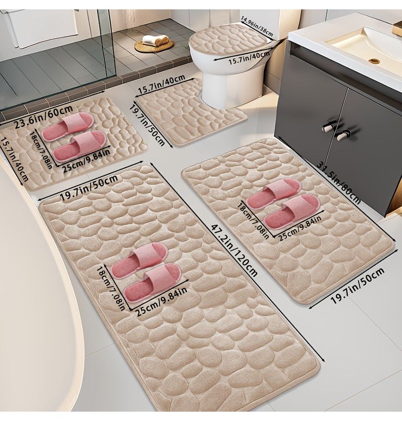 Beige Non Slip Highly Absorbent Bath Mat Bedroom Carpet Door Mat - Image 3