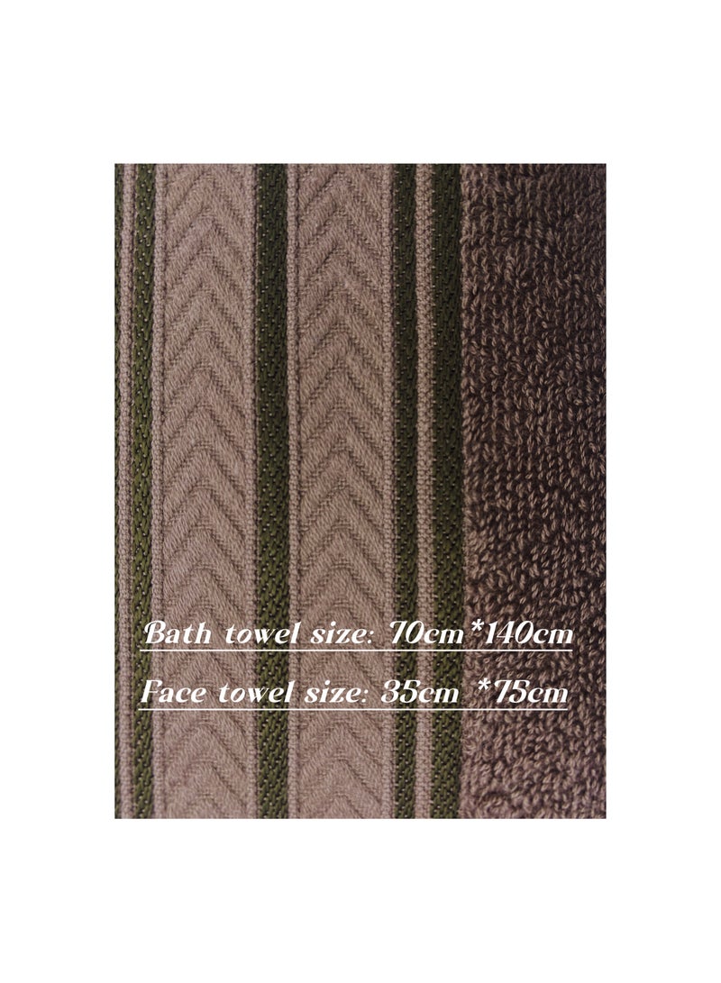 Soft Luxury Cotton Bath Towel Set Size 2* (70 * 140cm)2*（35*75cm） High Water Absorption Quick Drying Daily Durable Hotel Bathroom Spa (Brown 4 piece towel set) - Image 4