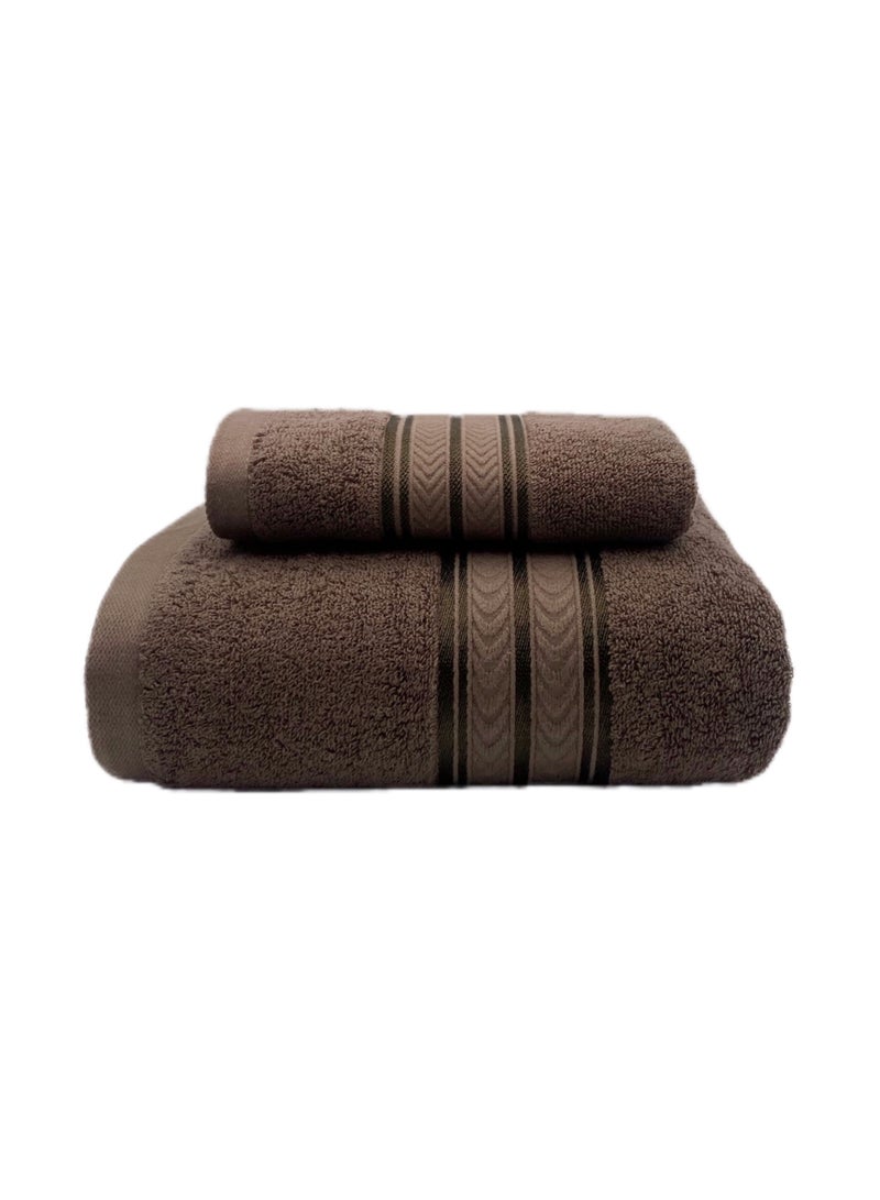 Soft Luxury Cotton Bath Towel Set Size 2* (70 * 140cm)2*（35*75cm） High Water Absorption Quick Drying Daily Durable Hotel Bathroom Spa (Brown 4 piece towel set) - Image 5