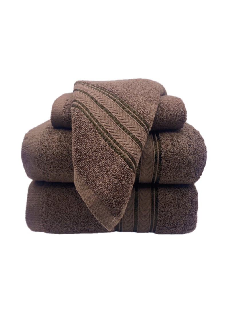 Soft Luxury Cotton Bath Towel Set Size 2* (70 * 140cm)2*（35*75cm） High Water Absorption Quick Drying Daily Durable Hotel Bathroom Spa (Brown 4 piece towel set) - Image 3