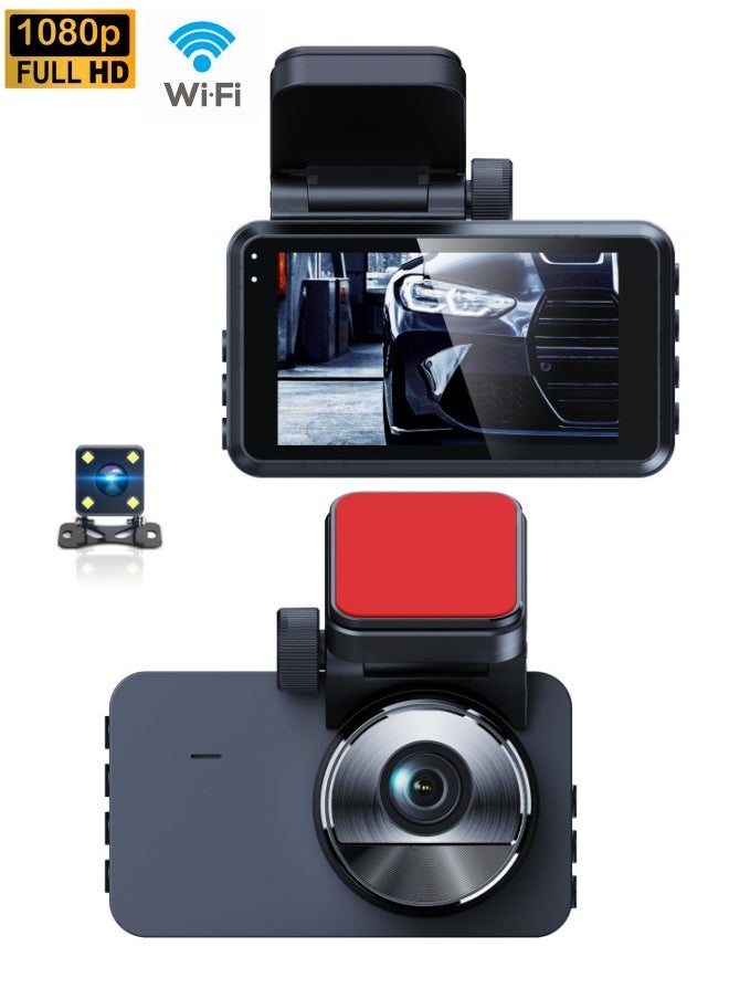 Dashcam 2024 Dual Dash Cam with Night Vision for Cars, Front and Rear HD Recording, 130° Wide Angle,Emergency Recording, APP Control 