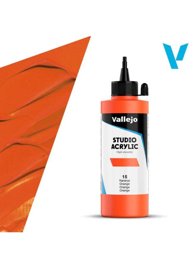 ألوان أكريليك احترافية للفنانين والاستوديوهات - برتقالي، غني بالأصباغ، تغطية سلسة على القماش والخشب - ٢٠٠ مل