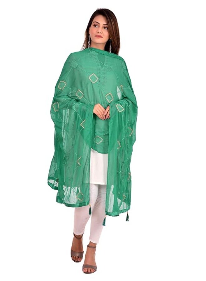 يوث كويك YOUTHQUAKE - دوباتا شيفون مطرزة يدوياً للنساء والفتيات، مزينة بشُرّابات (Latkan) - Image 1