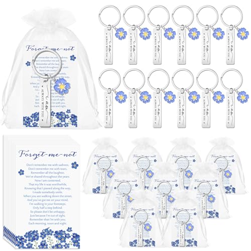 Equsion 50 Set 2550 Set Funeral Favor Forget Me Not Keychain Celebration of Life Favor Poem Card Memorial Gift for Sympathy Guest - Image 1