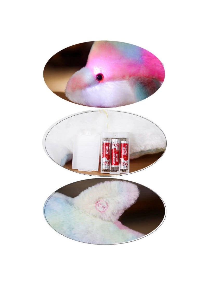 AROAQ Creative Toy Luminous Plush Pillow Soft Stuffed Glowing Colorful Dolphin Cushion Led Light Toy Gift White  - Image 4