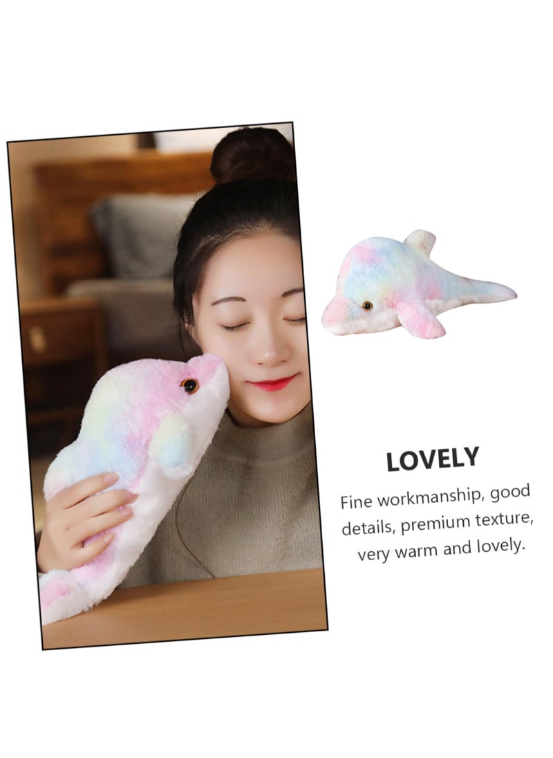 AROAQ Creative Toy Luminous Plush Pillow Soft Stuffed Glowing Colorful Dolphin Cushion Led Light Toy Gift White  - Image 5