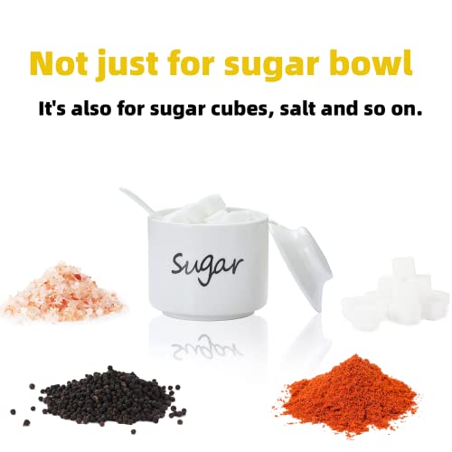 ONTUBE Ceramic Small Sugar Bowl with Lid and Spoon,Porcelain Sugar Pot,8oz (White) - Image 5