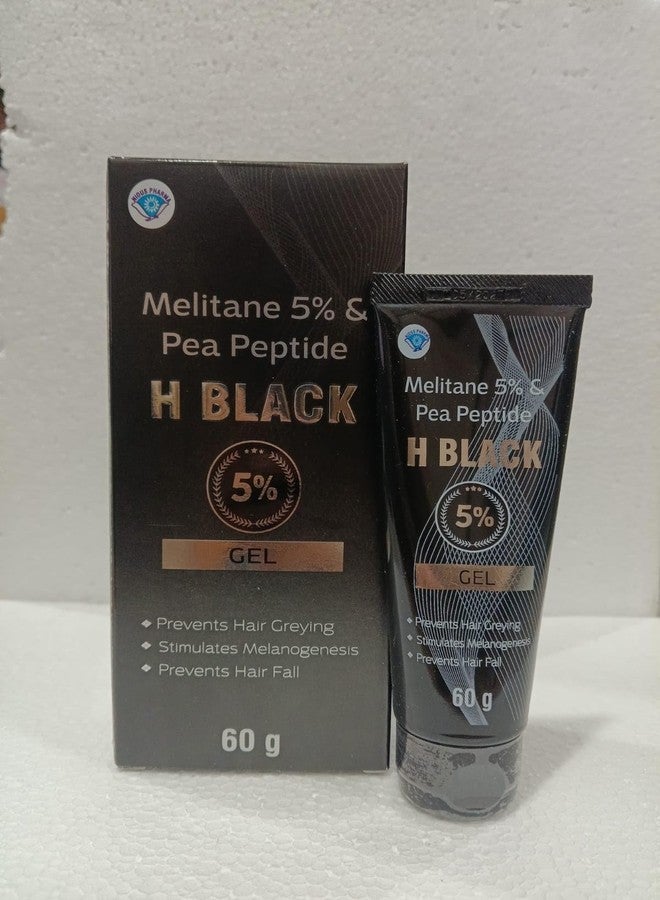 H BLACK Melitane 5% and Pea Peptide Hair Gel, Anti-Greying Treatment, Melanogenesis Stimulator, 60g - Image 1