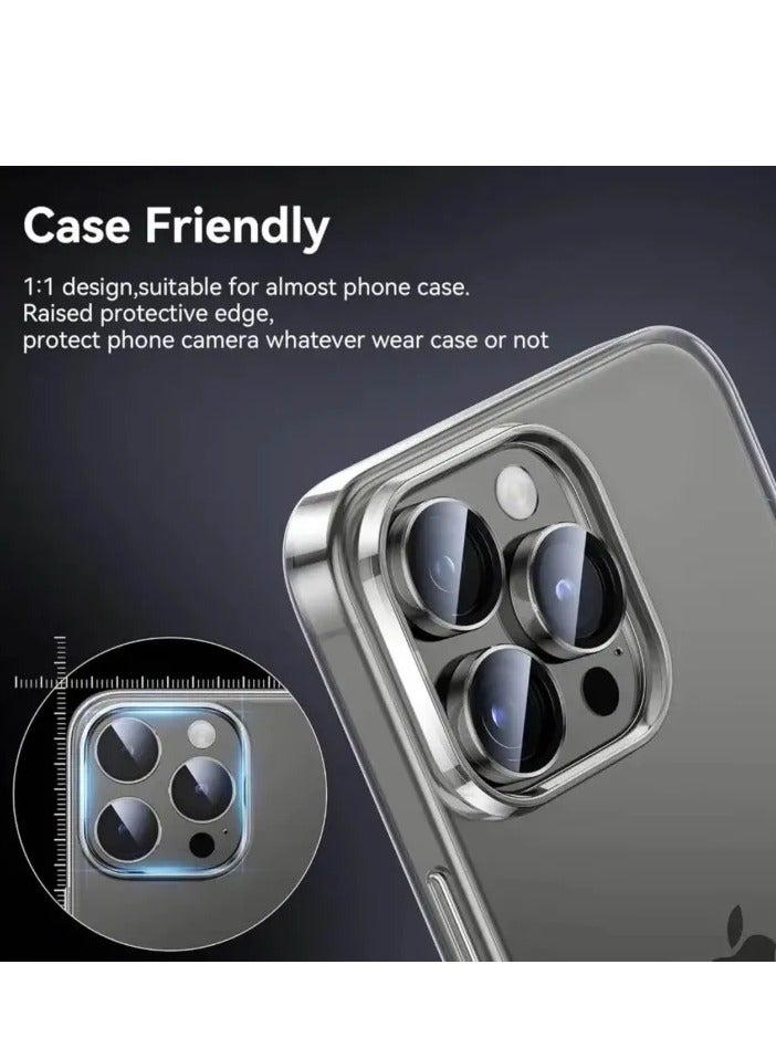 AL RAID iPhone 16 Pro Max/16 Pro Camera Lens Protector, 9H Tempered Glass Screen Protector with Metal Individual Ring, HD Clear Anti-Glare, Scratch-Resistant, Easy Installation - Image 2