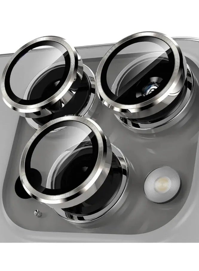 AL RAID iPhone 16 Pro Max/16 Pro Camera Lens Protector, 9H Tempered Glass Screen Protector with Metal Individual Ring, HD Clear Anti-Glare, Scratch-Resistant, Easy Installation - Image 1