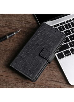 HuHa Case Cover For Realme V3 / Realme Q2i Skin Feel Crocodile Texture Magnetic Leather Phone Case Black 