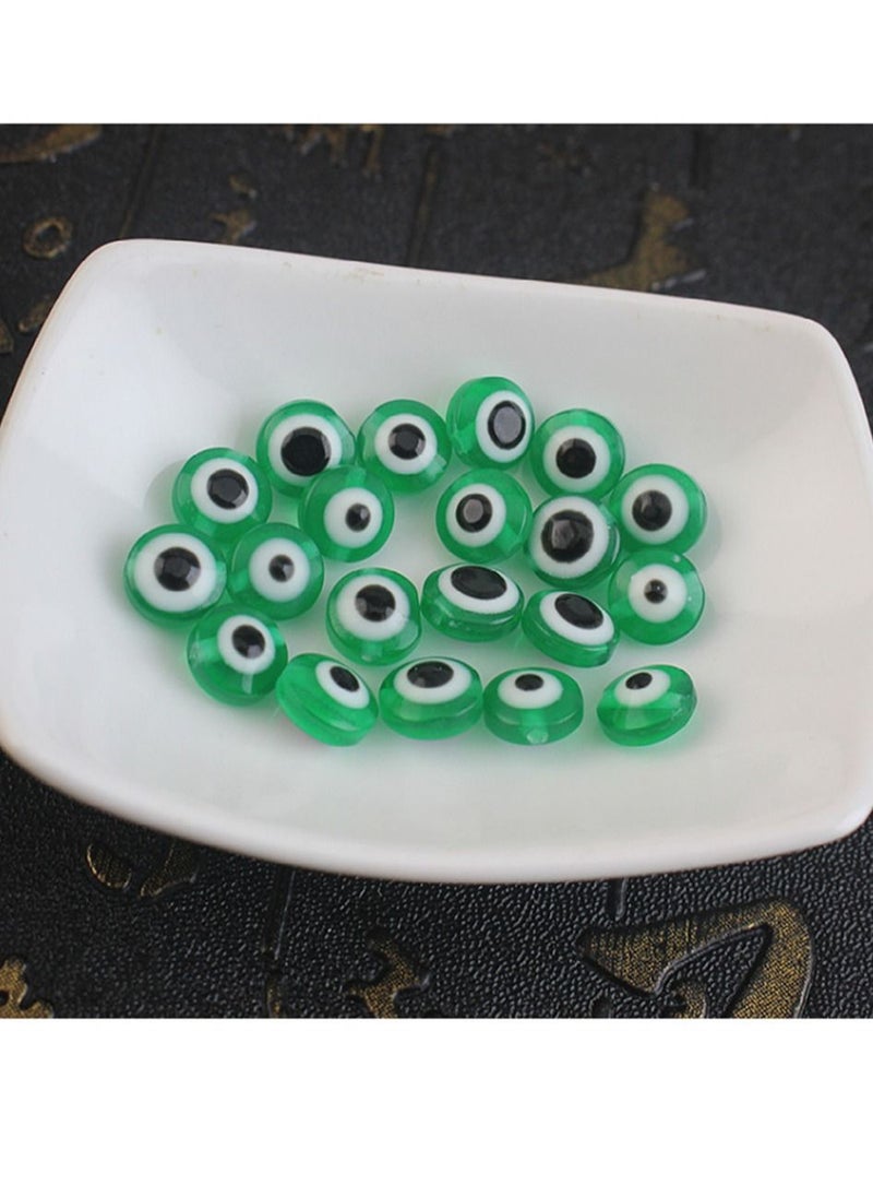 Excefore - Evil Eye Beads, Round Evil Eye Handmade Resin Beads, Charms Round Evil Eye Spacer Beads Handmade Beads for DIY Jewelry Bracelet Earring Necklace Craft Making, Green, 200 Pcs - Image 1