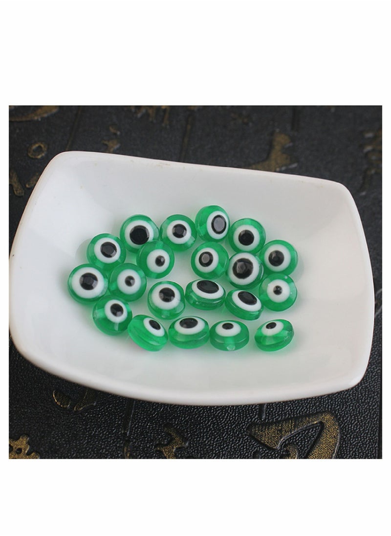 Excefore - Evil Eye Beads, Round Evil Eye Handmade Resin Beads, Charms Round Evil Eye Spacer Beads Handmade Beads for DIY Jewelry Bracelet Earring Necklace Craft Making, Green, 200 Pcs - Image 1
