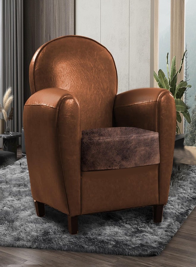 ANARACHON Leather Look Couch Cushion Covers Sofa Seat Slipcovers Sets Couches Furniture Protector for Sectional Armchair Loveseat Pets Kids Stretch Spandex Fabric (1 Cushion Armchair, Brown) - Image 2