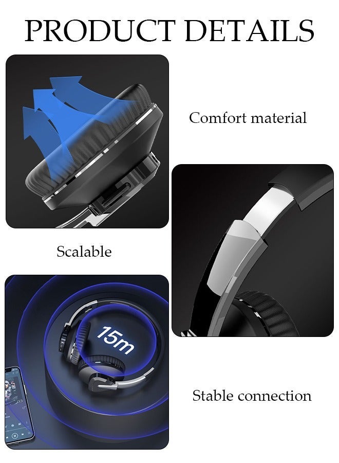 DUNISO Bluetooth Headphones With Over Ear Wireless Gaming Headphones with HiFi Stereo Headphones with Microphone and Soft Earpads for Cellphone PC Home Office - Image 2