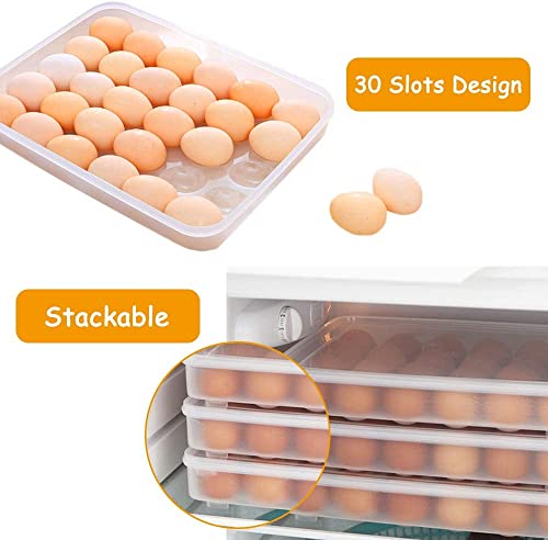 Hamiggaa Covered Egg Holder for Refrigerator,30 Deviled Egg Tray with Lid,Plastic Egg Containers,Fridge Egg Dispenser Egg Storage Box - Image 4