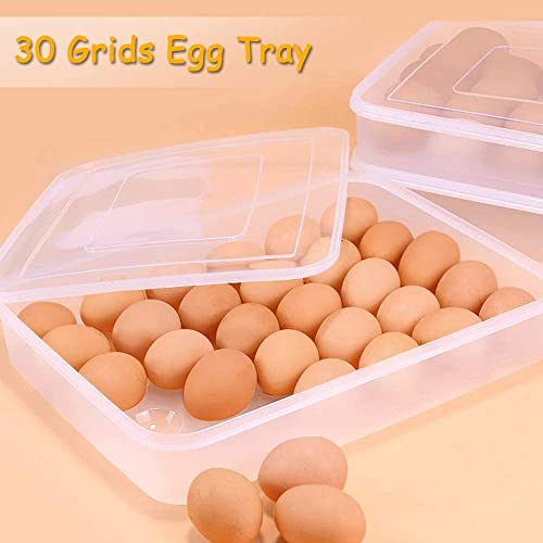 Hamiggaa Covered Egg Holder for Refrigerator,30 Deviled Egg Tray with Lid,Plastic Egg Containers,Fridge Egg Dispenser Egg Storage Box - Image 2