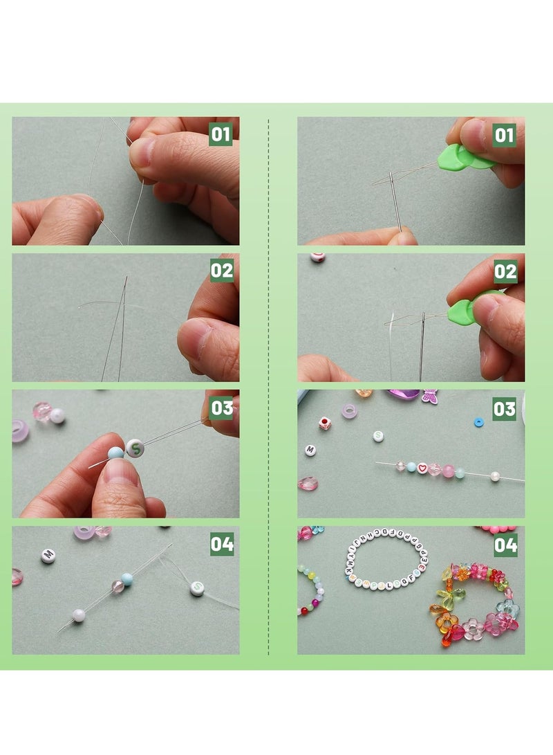 SYOSI مجموعة إبر التطريز إبر البذور 20 قطعة خيوط التطريز المستقيمة 12 قطعة إبر التطريز بعين كبيرة مع 6 خيوط مطاطية لأدوات تطريز المجوهرات - Image 3