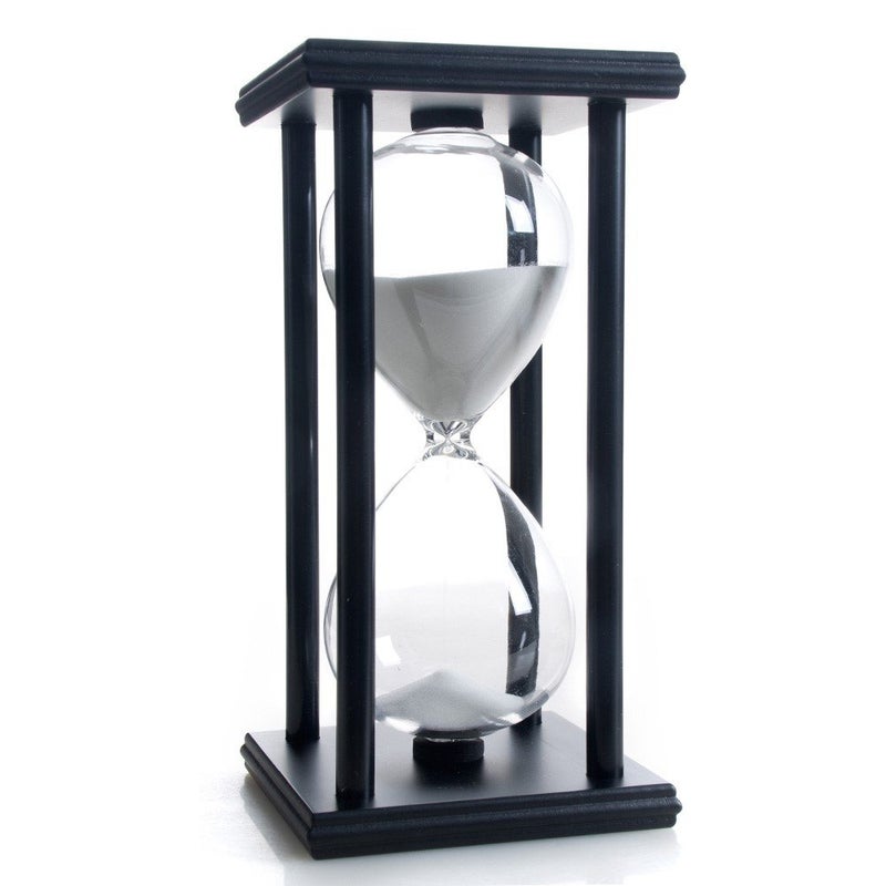 Hourglass 60 Minutes White Sand Timer Black Wooden Frame Sandglass