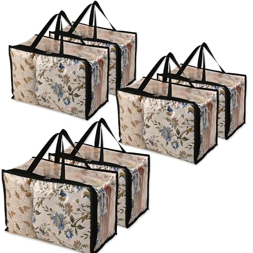 Kuber Industries Pvc (Pack Of 6) Waterproof Storage Bag|Zipper & Handle|Transparent Wardrobe Organizer|Multipurpose Bag For Toys,Clothes,Blankets,Bedsheets|Black - Image 1