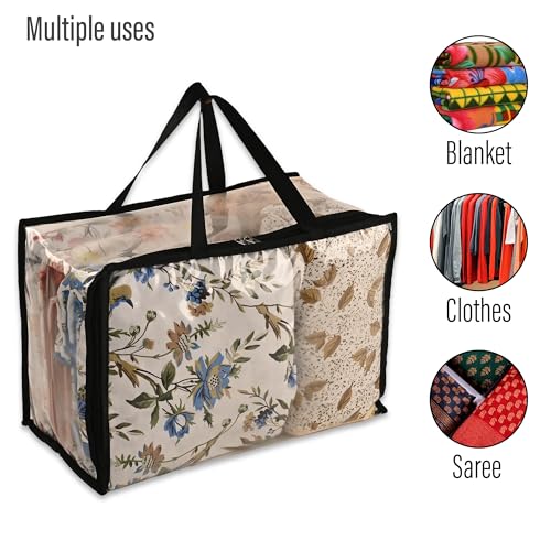 Kuber Industries Pvc (Pack Of 6) Waterproof Storage Bag|Zipper & Handle|Transparent Wardrobe Organizer|Multipurpose Bag For Toys,Clothes,Blankets,Bedsheets|Black - Image 5