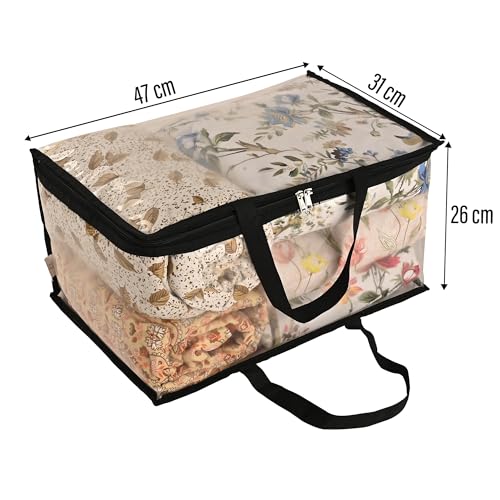 Kuber Industries Pvc (Pack Of 6) Waterproof Storage Bag|Zipper & Handle|Transparent Wardrobe Organizer|Multipurpose Bag For Toys,Clothes,Blankets,Bedsheets|Black - Image 4