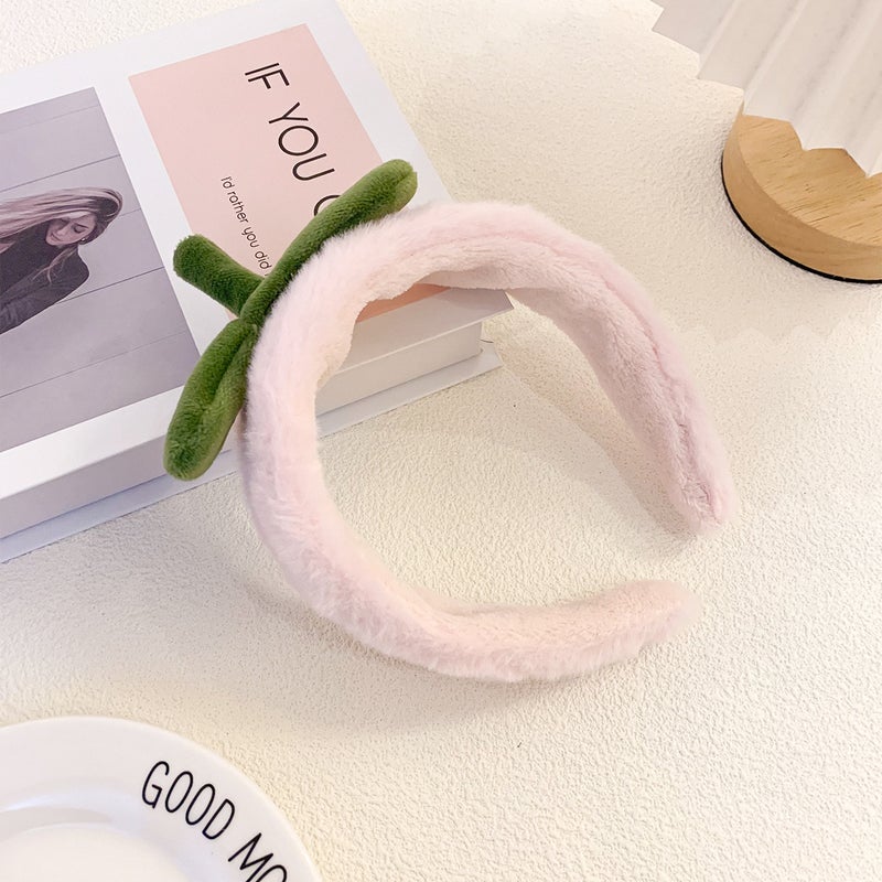 Generic Canyi Special Face Wash for Women 2024 New Autumn and Winter Headband Headband Cute Cartoon Plush Bear Kt Cat Headband G1030-2 pink