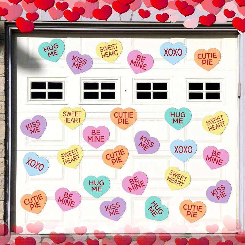Hoteam 30 Pcs Valentineâ€˜s Day Garage Door Decoration Magnet Stickers Sweet Heart Magnet Decals Refrigerator Stickers Romantic Garage Door Decals for Valentineâ€˜s Day Party Supplies Home Decorations - Image 1