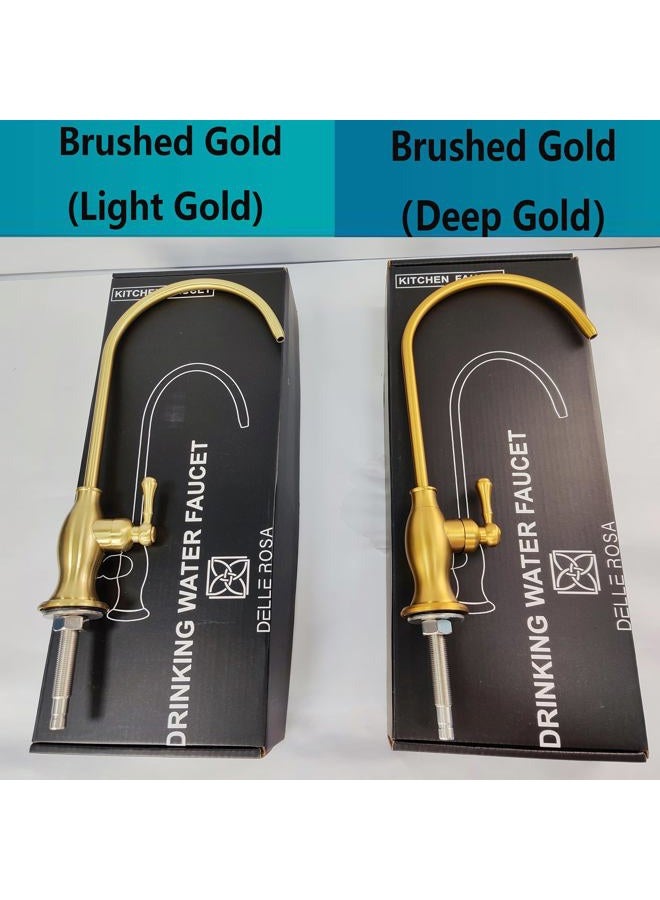 Delle Rosa Brushed Gold Drinking Water Purifier Faucet, Gold Water Faucet for Under Sink Water Filter System, Modern Brass RO Faucet,Brushed Gold Bar Sink Faucet - Image 4