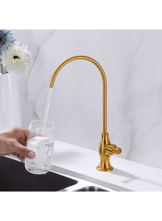 Delle Rosa Brushed Gold Drinking Water Purifier Faucet, Gold Water Faucet for Under Sink Water Filter System, Modern Brass RO Faucet,Brushed Gold Bar Sink Faucet - Image 3