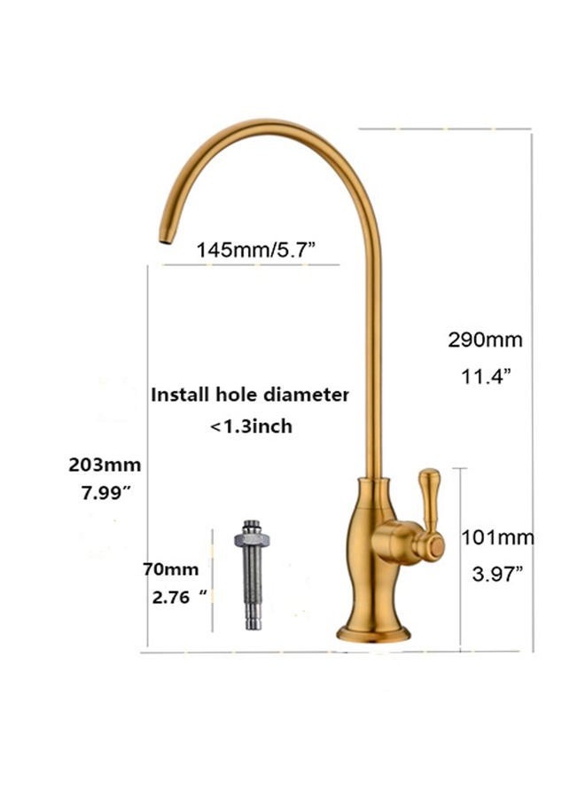 Delle Rosa Brushed Gold Drinking Water Purifier Faucet, Gold Water Faucet for Under Sink Water Filter System, Modern Brass RO Faucet,Brushed Gold Bar Sink Faucet - Image 5