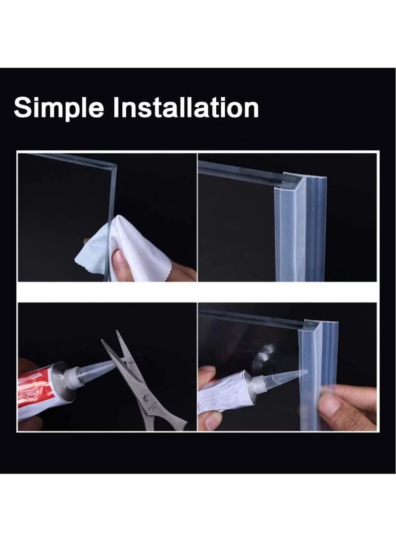 جمورو شريط مانع تسرب للباب الزجاجي، 2 متر بدون إطار لباب الدش لمنع تسرب الدش، نوع H، مناسب للباب الزجاجي مقاس 10 مم - Image 5