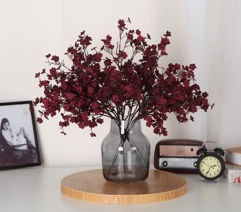 VRB Dec 1 Bunch Artificial Baby's Breath Gypsophila Flower Bunch for Home Decoration | Flowers for Vases| Decoration Items for Living Room|Home Decor|Diwali Decor|Chritmas (Maroon (Dark Red)) - Image 3