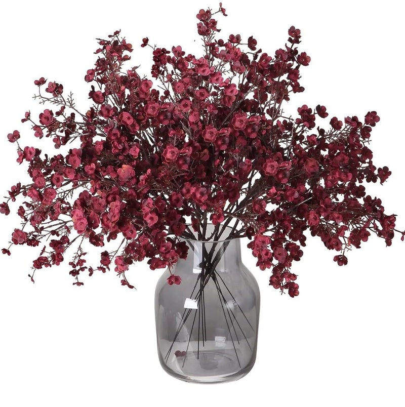 VRB Dec 1 Bunch Artificial Baby's Breath Gypsophila Flower Bunch for Home Decoration | Flowers for Vases| Decoration Items for Living Room|Home Decor|Diwali Decor|Chritmas (Maroon (Dark Red)) - Image 1