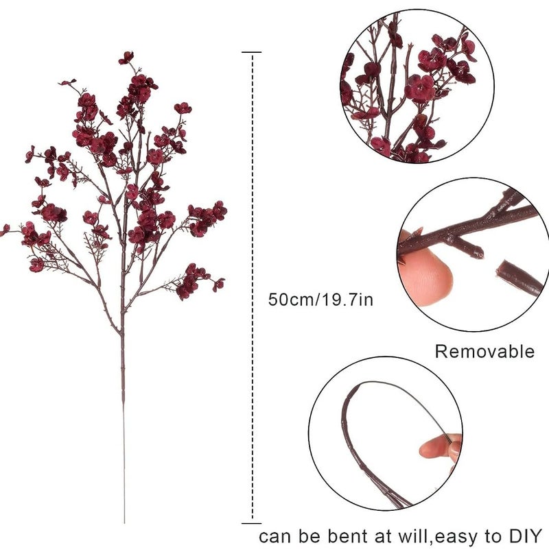 VRB Dec 1 Bunch Artificial Baby's Breath Gypsophila Flower Bunch for Home Decoration | Flowers for Vases| Decoration Items for Living Room|Home Decor|Diwali Decor|Chritmas (Maroon (Dark Red)) - Image 2