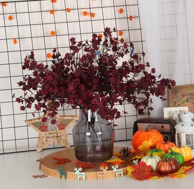 VRB Dec 1 Bunch Artificial Baby's Breath Gypsophila Flower Bunch for Home Decoration | Flowers for Vases| Decoration Items for Living Room|Home Decor|Diwali Decor|Chritmas (Maroon (Dark Red)) - Image 4