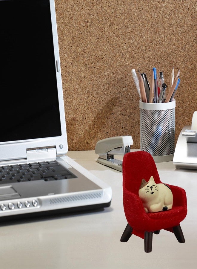 Refintural Miniature Cat Figurines with Small Sofa - Resin Mini Cat Figures, Kitten Miniature Desk Accessories - Perfect Cute Cat Gift for Cat Lovers (Red Sofa) - Image 4