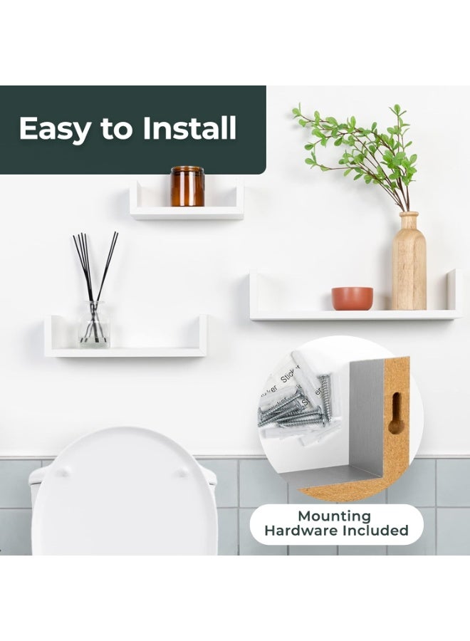 Greenco Set of 3 Floating U Shelves, White Finish - Image 5