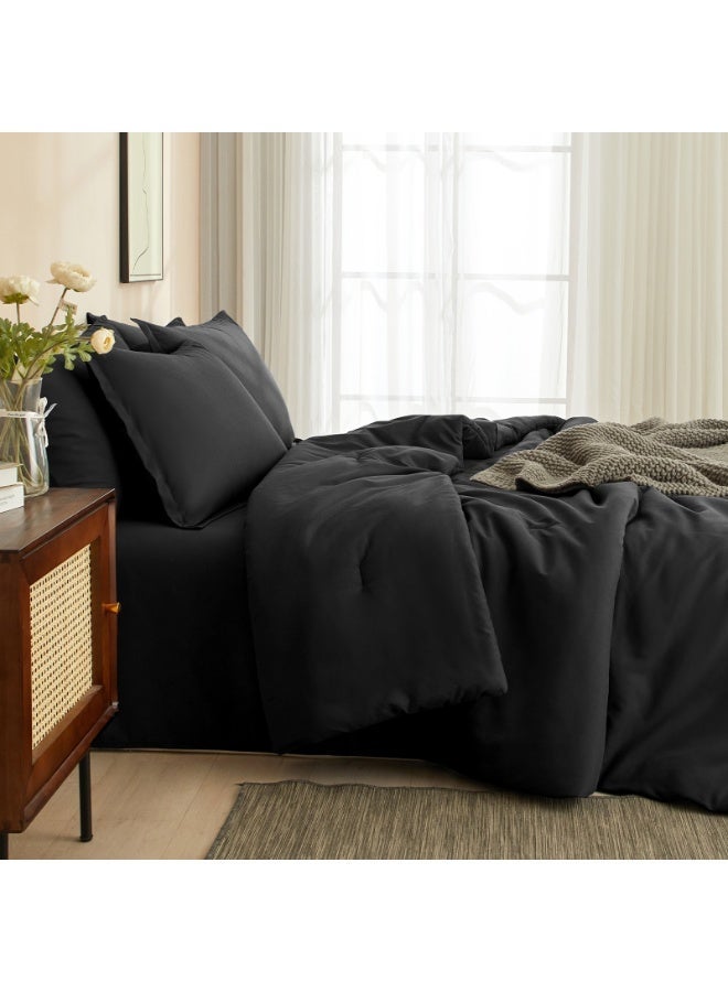 PHF 7 Piece King Bed-in-a-Bag Comforter Set, Ultra Soft Cozy Lightweight Bedding with 18" Sheet Set, Set includes Comforter + Sheets + Pillowcases + Shams, Black - Image 5