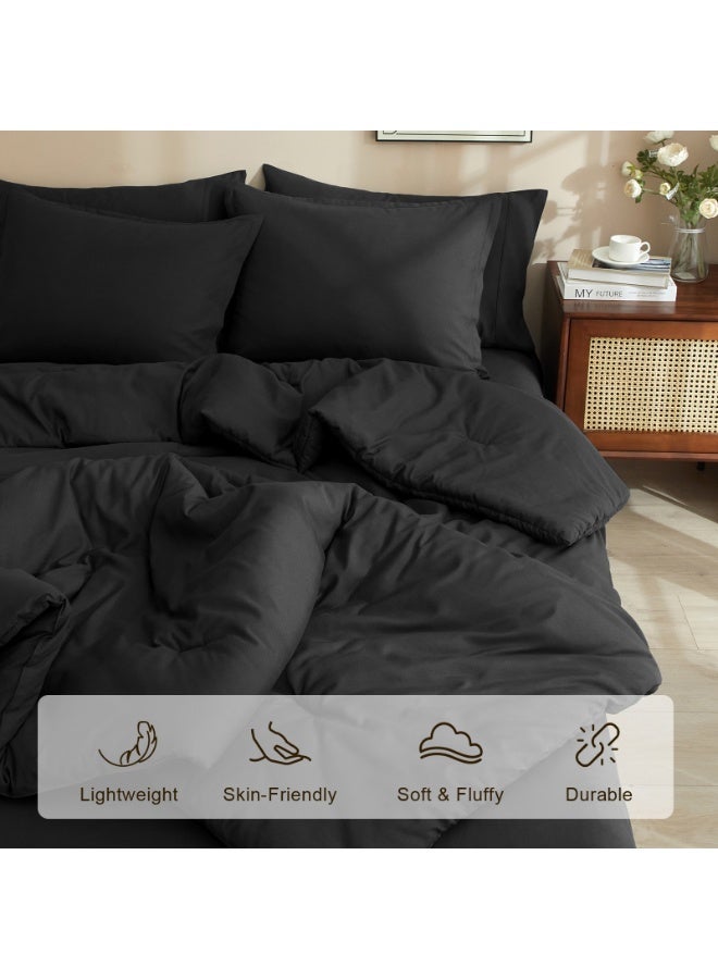 PHF 7 Piece King Bed-in-a-Bag Comforter Set, Ultra Soft Cozy Lightweight Bedding with 18" Sheet Set, Set includes Comforter + Sheets + Pillowcases + Shams, Black - Image 4