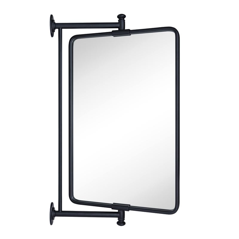 TEHOME Black Rounded Rectangle PivotNView Bathroom Vanity Mirror Rotating Tilting Mirror for Corner Vanity 14x22