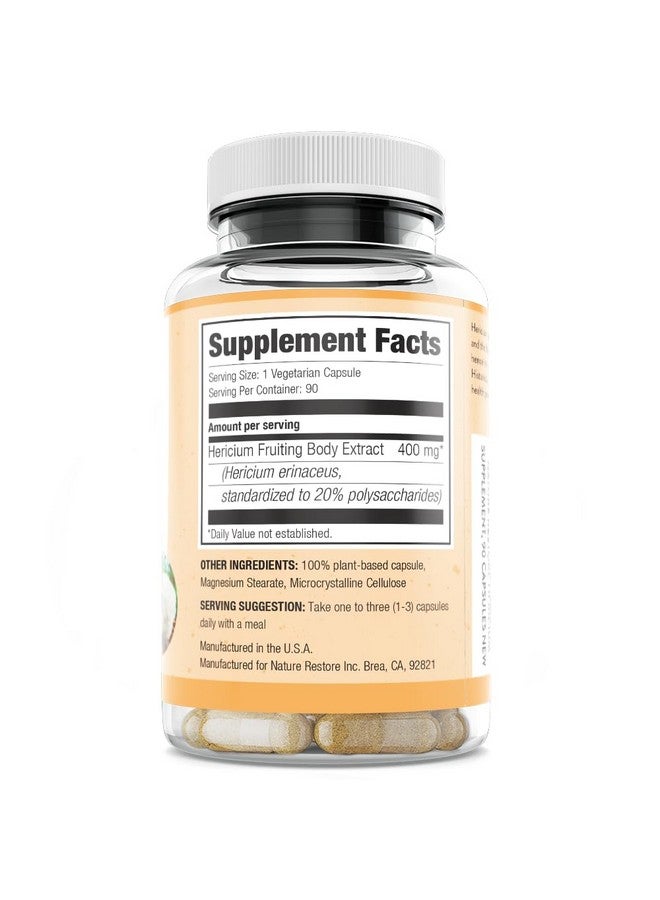 Nature Restore Hericium Erinaceus Extract Mushroom Supplement, 90 Capsules, 20% polysaccharides - Image 3