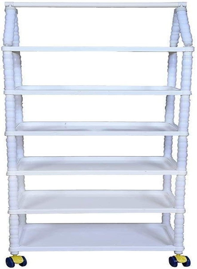 Bagnizer Baby Wardrobe Plastic Kids Storage Rack with Fabric Cover & Wheels | 6-Tier Plastic Shelves Organizer | Toy, Book & Clothes Storage Cabinet for Kids Room (Animal) - Image 5